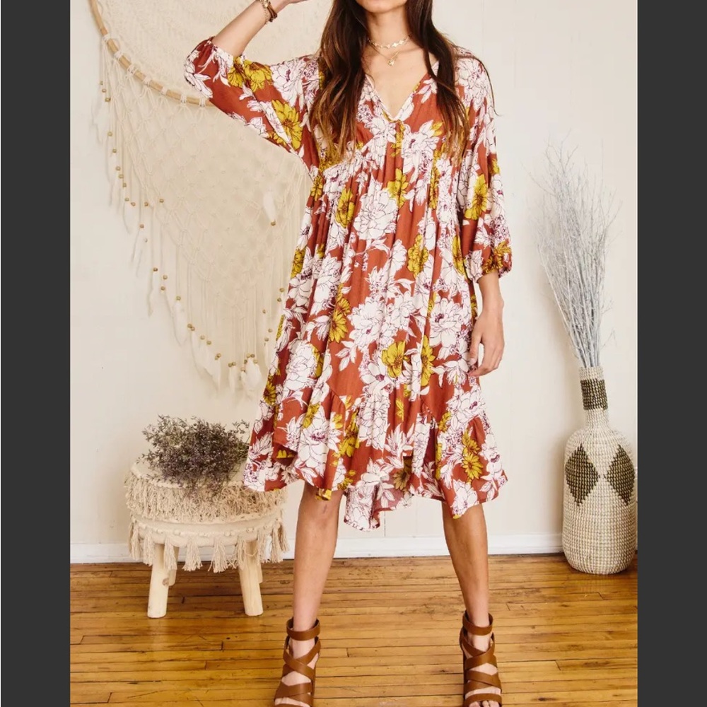 Midi Length Floral Dress